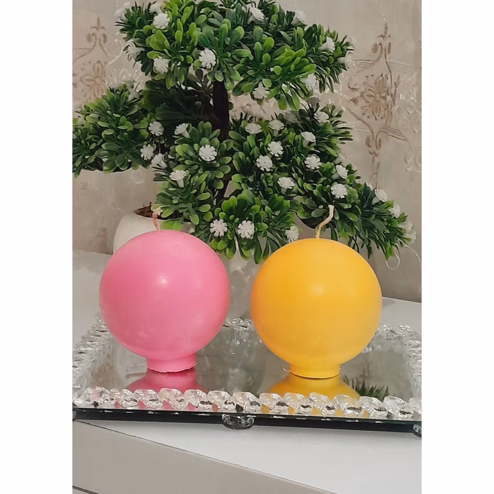 شمع تزئینی کروی  مجموعه 2عددی