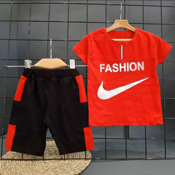 ست تیشرت و شلوارک دخترانه و پسرانه از 40 تا 55 طرح نایک 81n