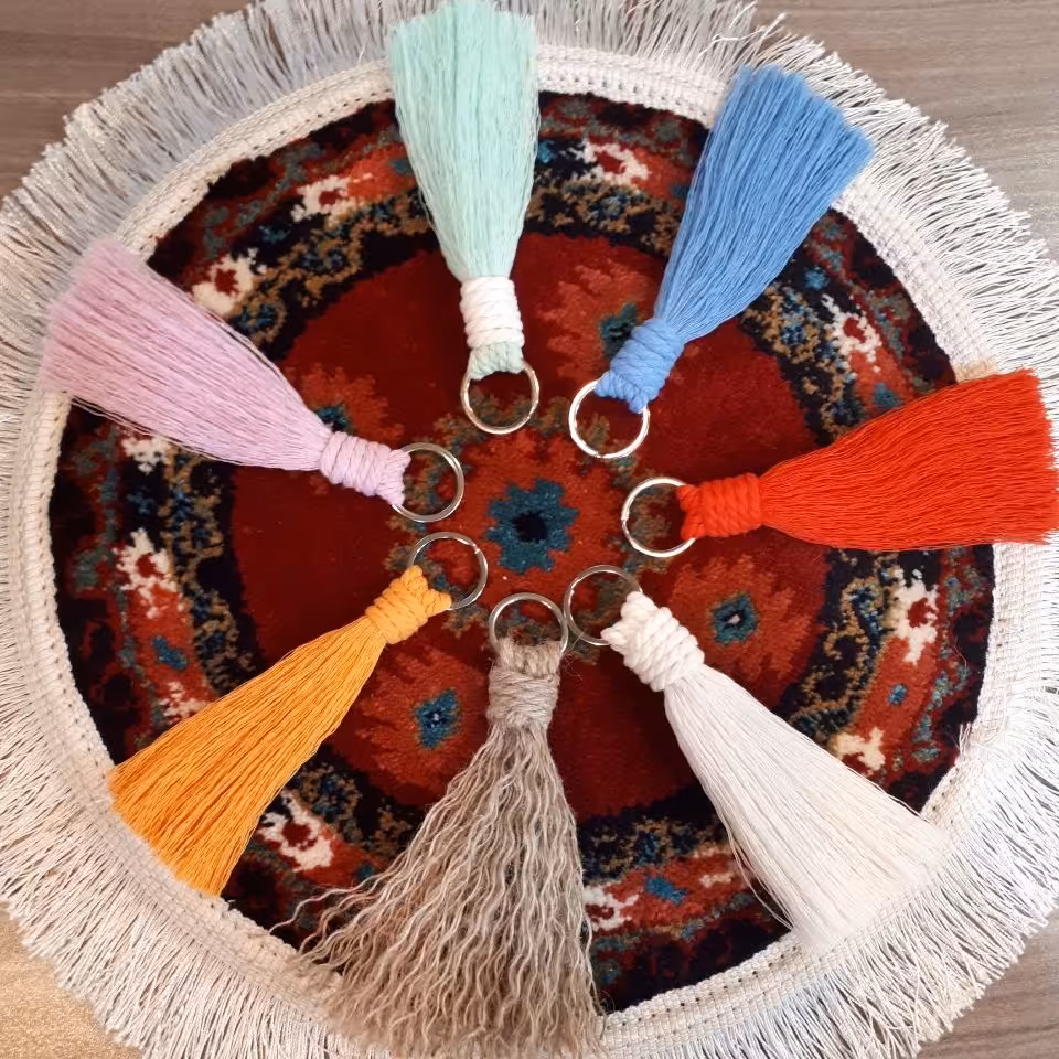 جاکلیدی مکرومه آویز کیف مکرومه رنگهای موجود در تصویر سبک زیبا قابل شستشو 