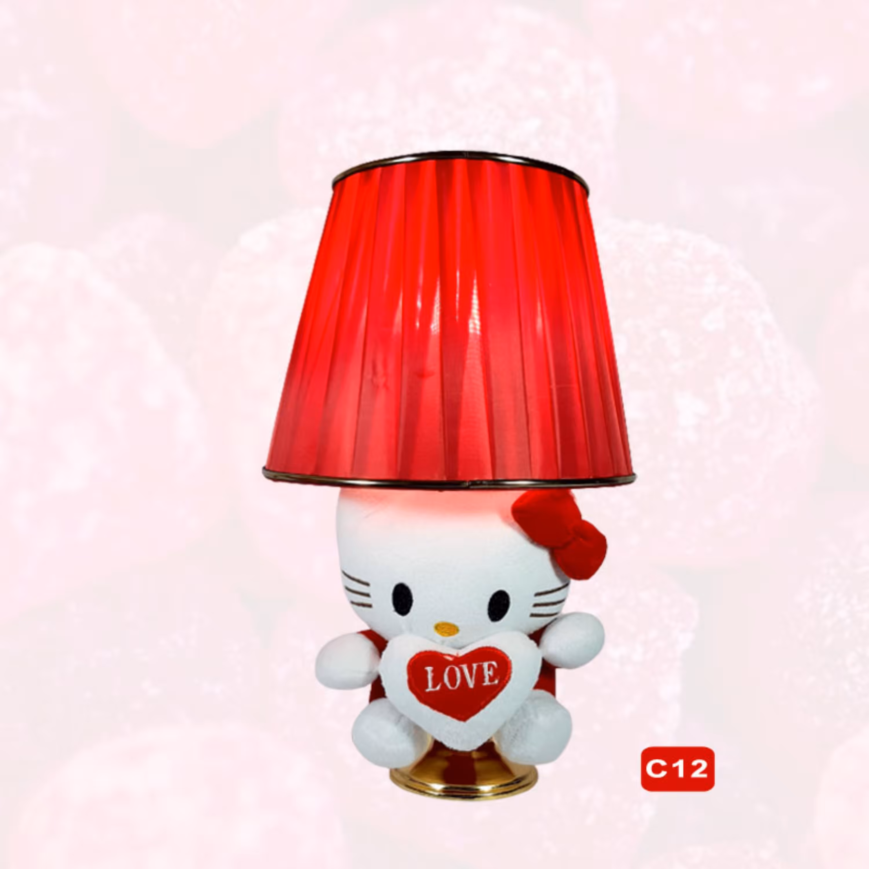 آباژور رومیزی مدل عروسکی کیتی قرمز کد C12 