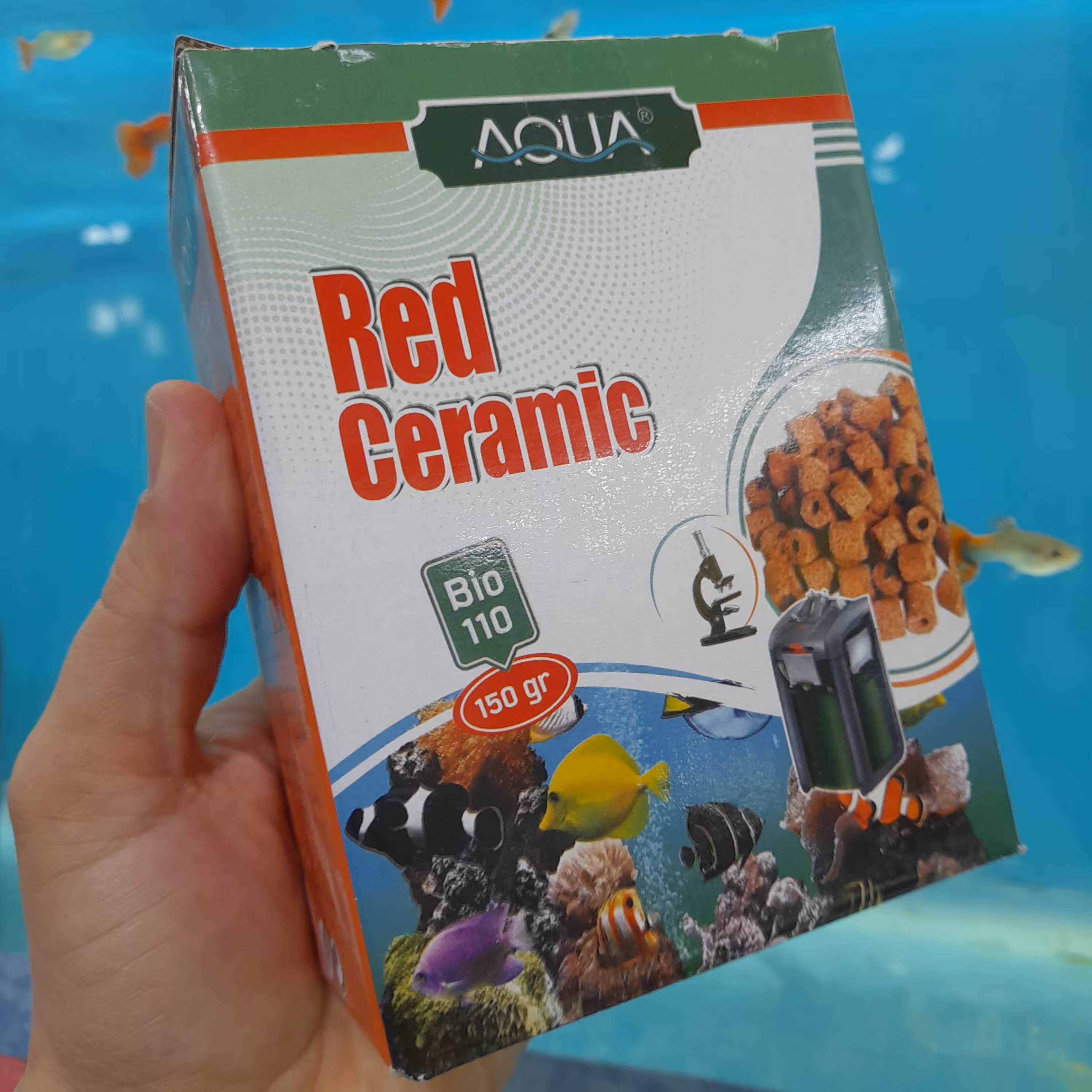 سرامیک باکتری ساز قرمز شفاف کننده 150 گرمی bio-110  آکوا (20 تا 40لیتر)