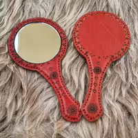 آینه کیفی چرم طبیعی گاوی آینه چرم دستدوز آینه تبلیغاتی آینه جیبی