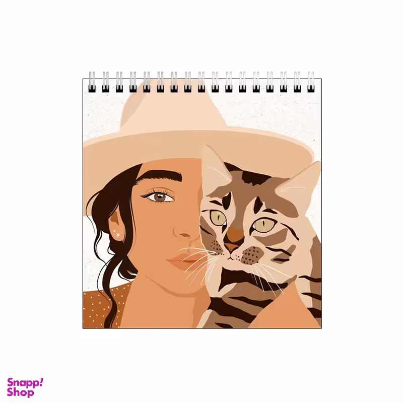 دفتر طراحی ۶۰ برگ طرح دختر کابوی و گربه کد 1480789