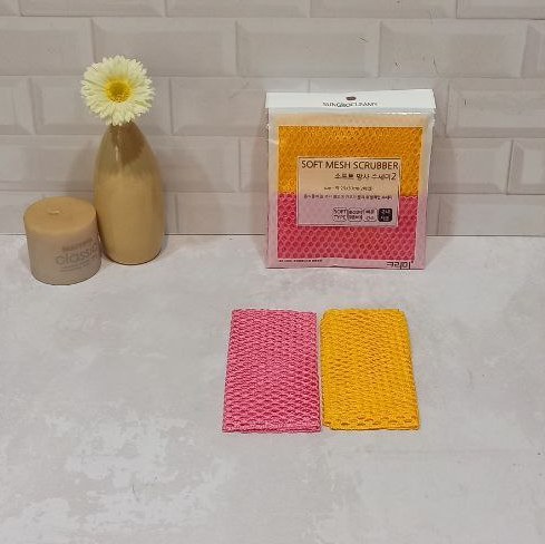 اسکاج کره ای جادویی مشبک نرم و لطیف سافت مش آنتی باکتریال 2عددی کد035 جنس الیاف
