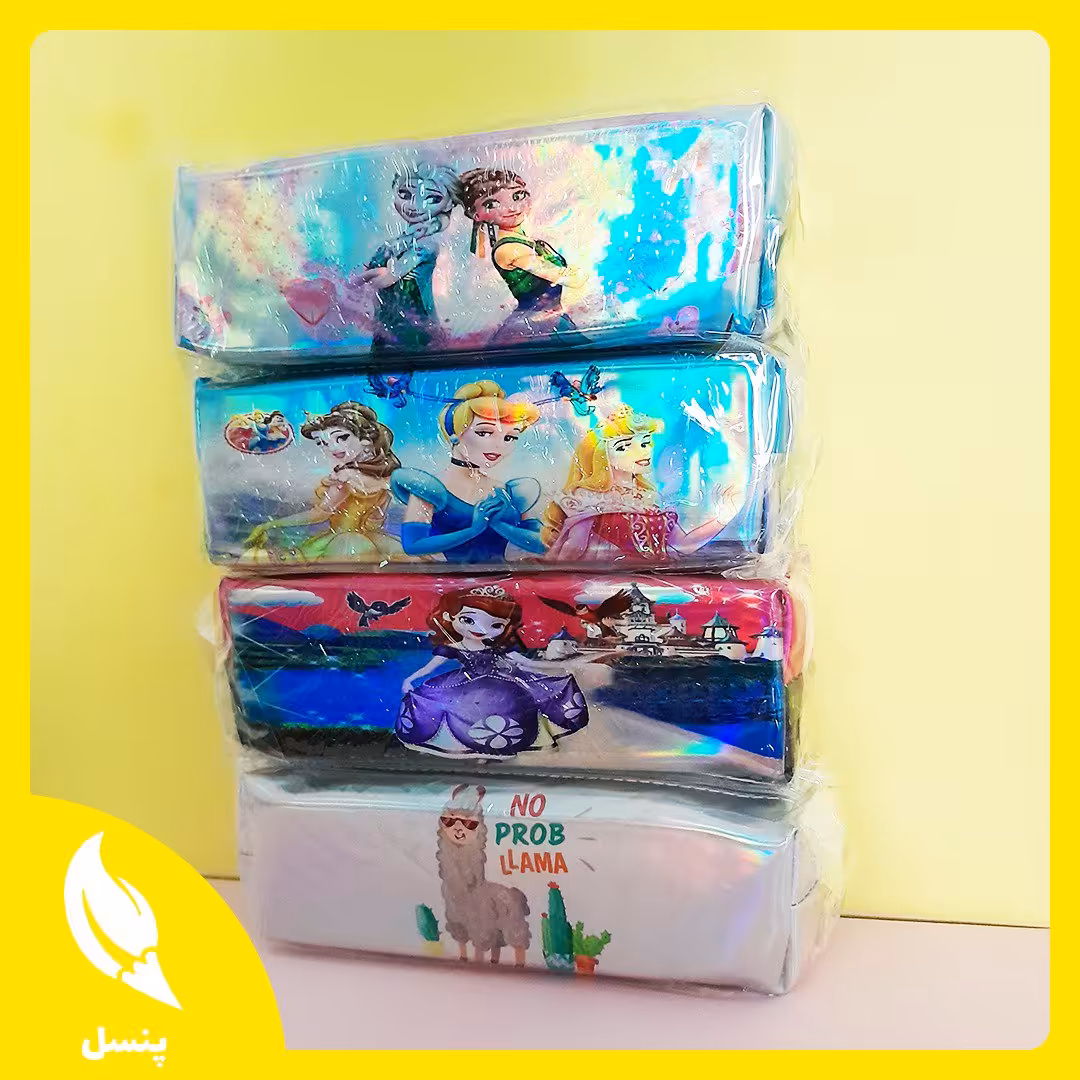 👩‍👧 جامدادی هلوگرامی تک‌زیپ طرح انیمیشن 👩‍👧
