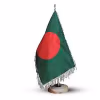 پرچم رومیزی کشور بنگلادش ریشه زرد با پایه سنگی افراتوس