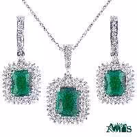 نیم ست نقره زنانه آمیتیس مدل زمرد AMT-M206