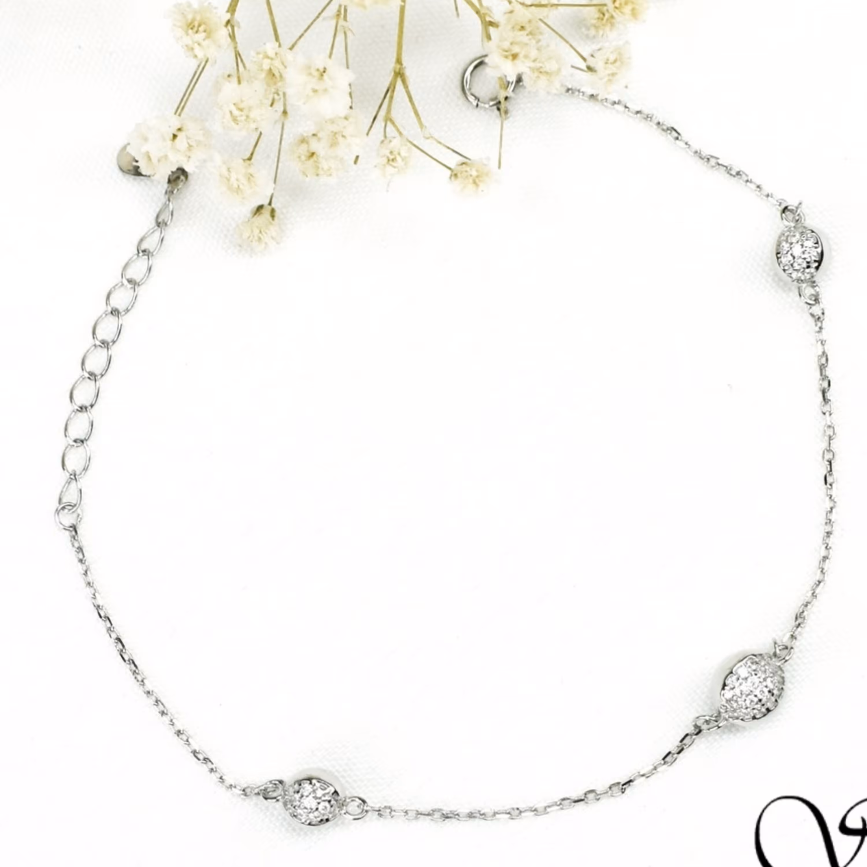 دستبند نقره ثبات رنگ بالا با عیار925 گوی دار کد5227