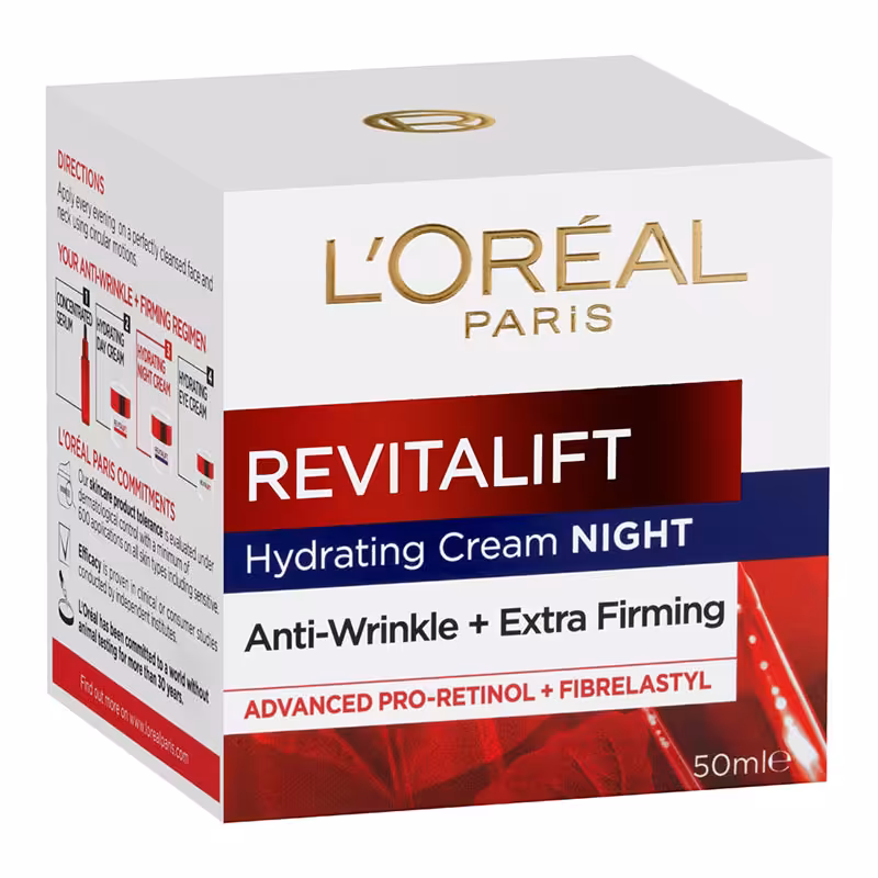 کرم لورال رویتالیفت آبرسان و ضدچروک شب LOreal Revitalift Hydrating Night Cream Anti Wrinkle