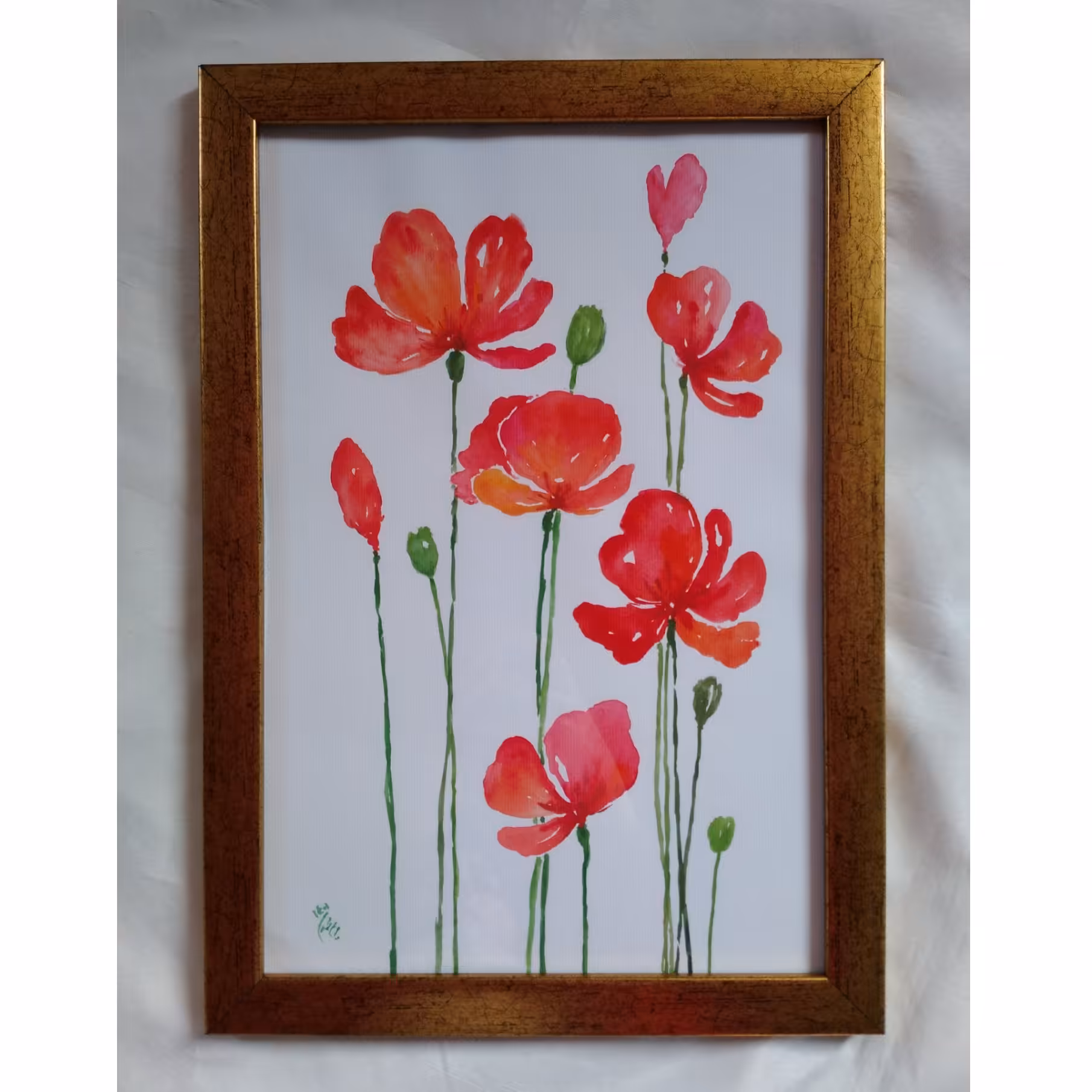 تابلو نقاشی گل لاله آبرنگی