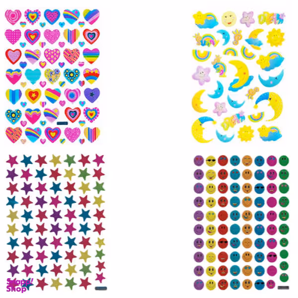 برچسب طرح ماه و ستاره و ایموجی و قلب کد 5 مجموعه 20 عددی