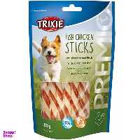 تشویقی سگ تریکسی مدل Fish Chicken Sticks وزن 80 گرم