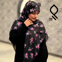 روسری نخی چاپی  زمینه مشکی  برند  ارکیده قواره 140سانتیمتر

