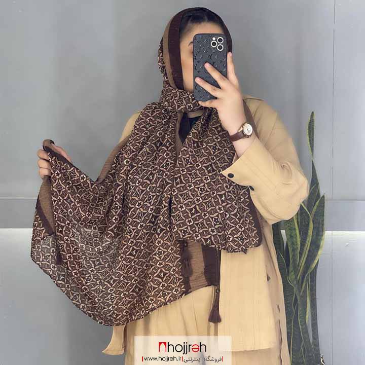 اطلاعات ، قیمت و خرید شال نخی بهاره پلیسه ریز نازک و سبک منگوله چوبی کد D249
