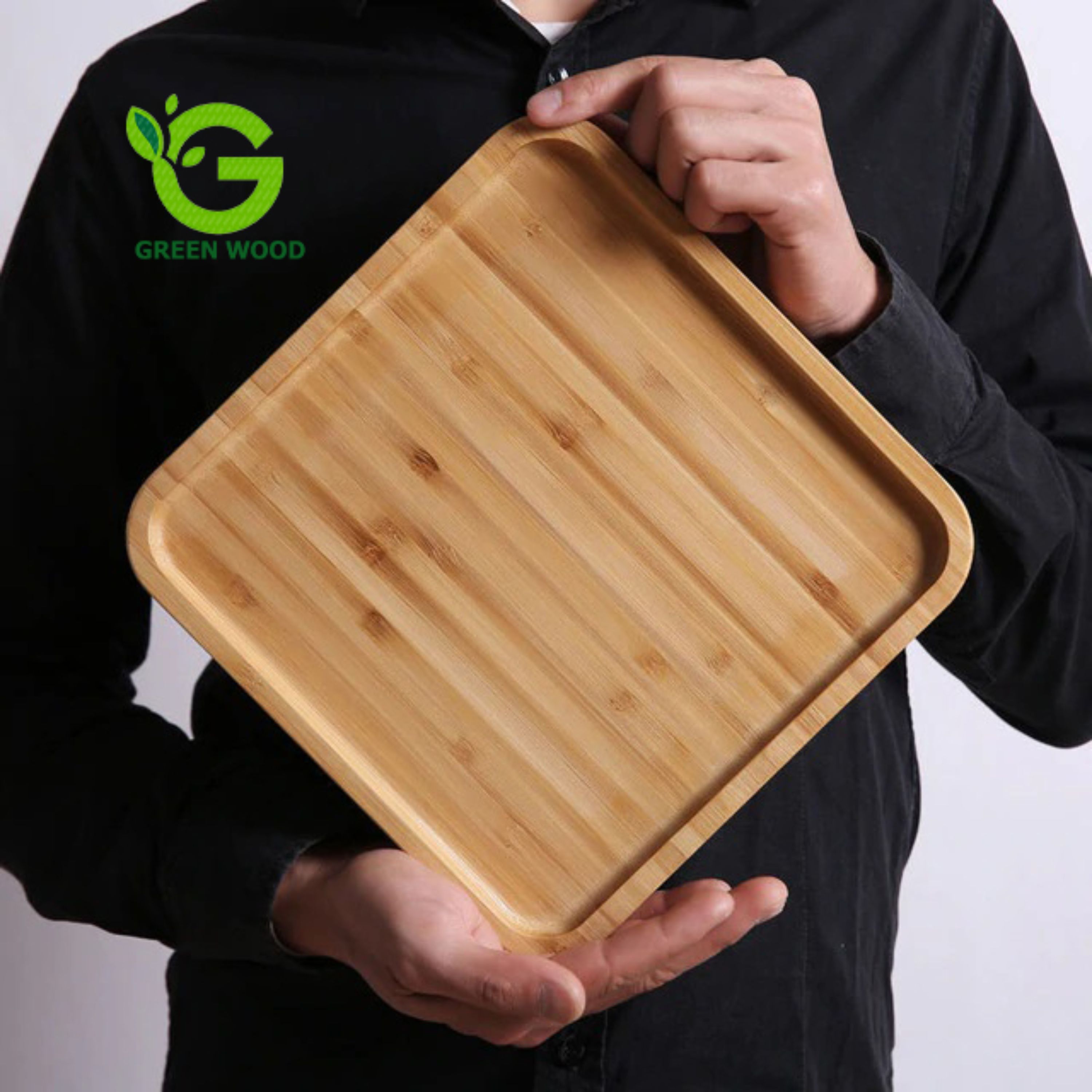 سینی پذیرایی چوبی بامبو مدل sq25 کد Gw140701016