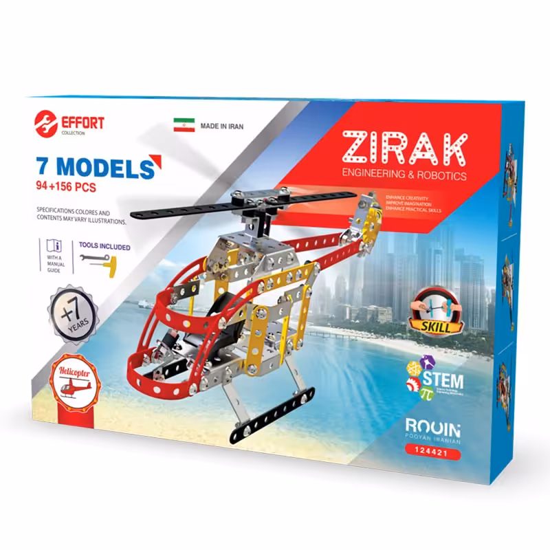 بازی ساختنی های فلزی زیرک 7 مدل  بازی علمی آموزشی مهندسی مناسب 7سال
