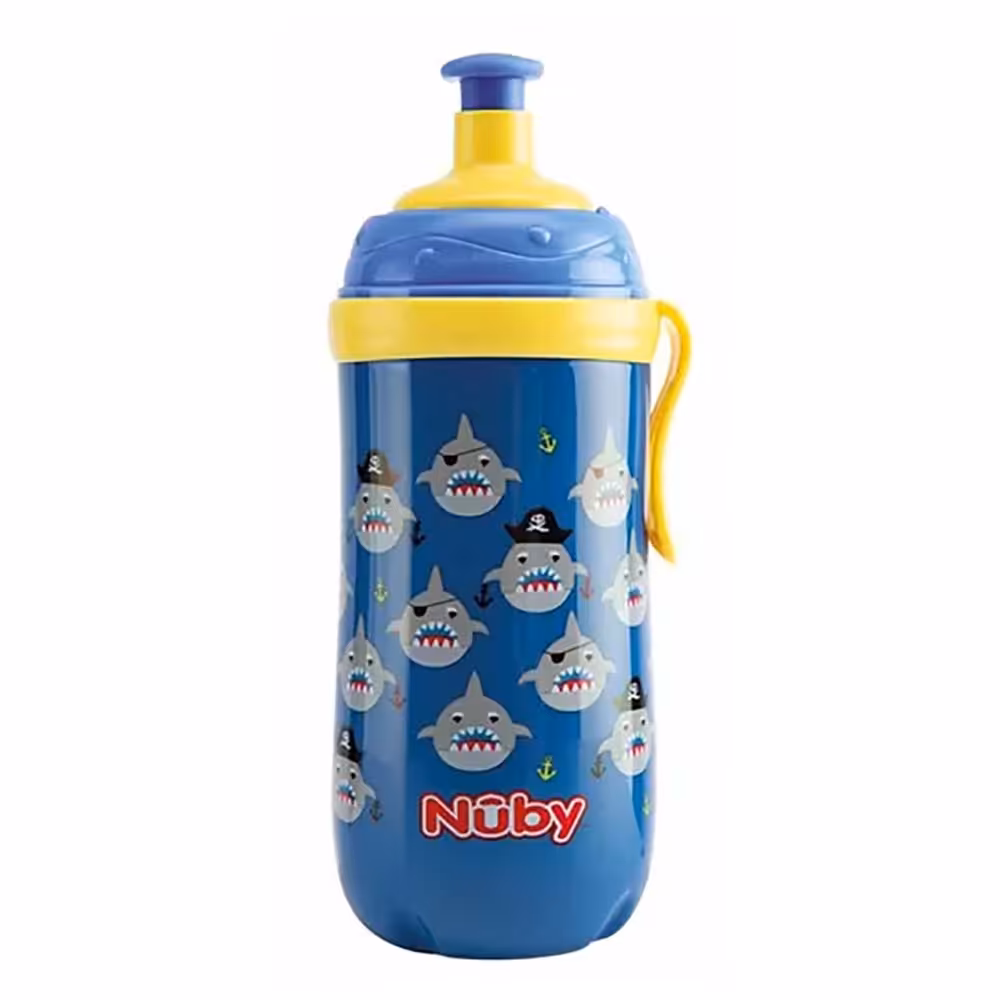 قمقمه آبی NUBY ظرفیت 360 میلی لیتر 1  سال طرح نهنگ