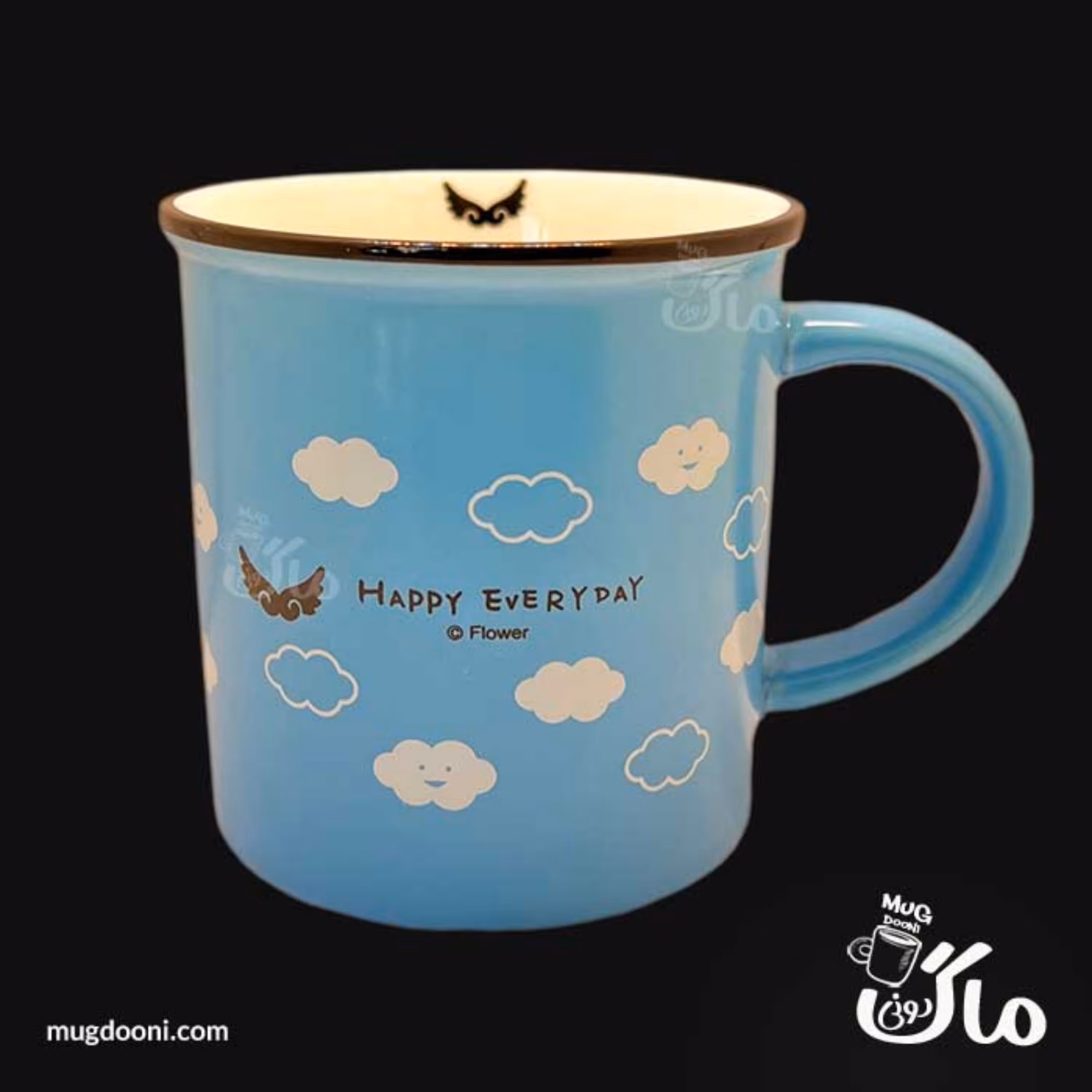 لیوان ماگ سرامیکی طرح لعابی آبی درجه یک