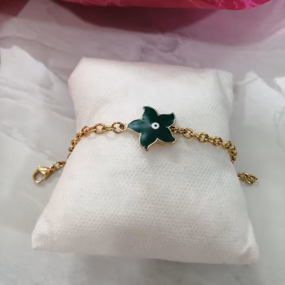 دستبند استیل رنگ ثابت. پلاک آبکاری شده 