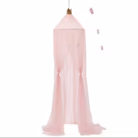 صورتی - تور تخت خواب و پشه بند کودک و نوجوان  تاج دار صورتی پاستیلی 