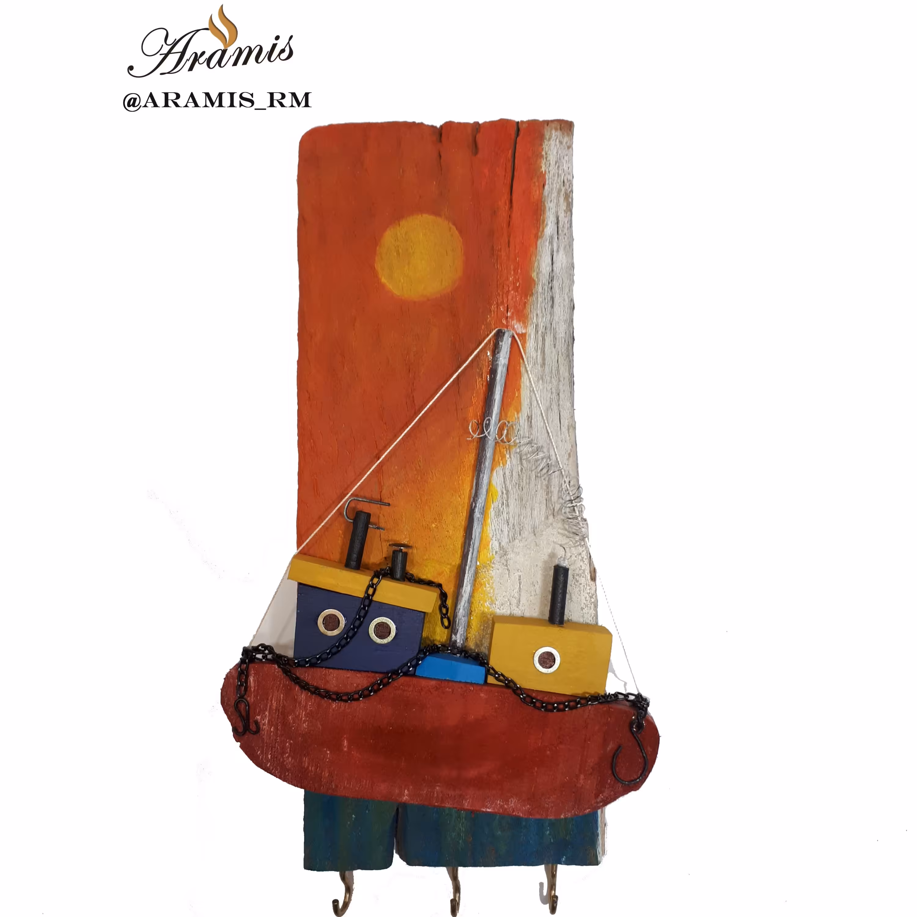 جاکلیدی دیواری طرح قایق