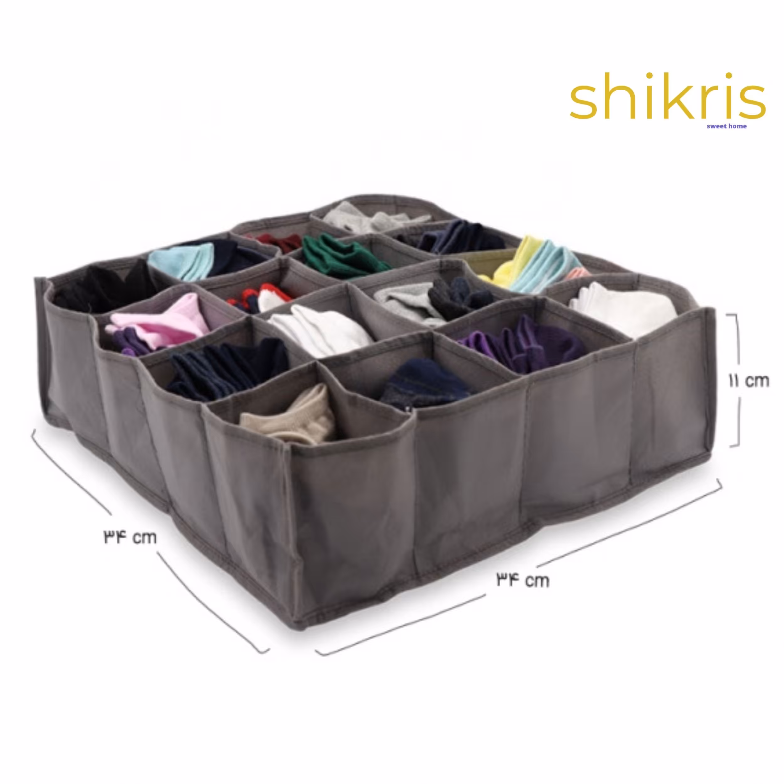 نظم دهنده جوراب مدل لانه زنبوری 16 خانه رنگ طوسی