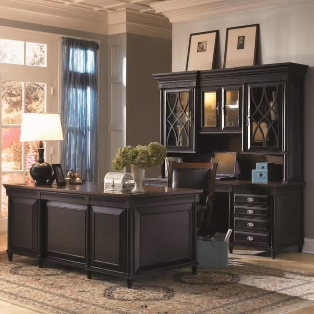 میز مدیریت و کتابخانه کلاسیک با طراحی بی نظیر و رنگ بندی عالی 