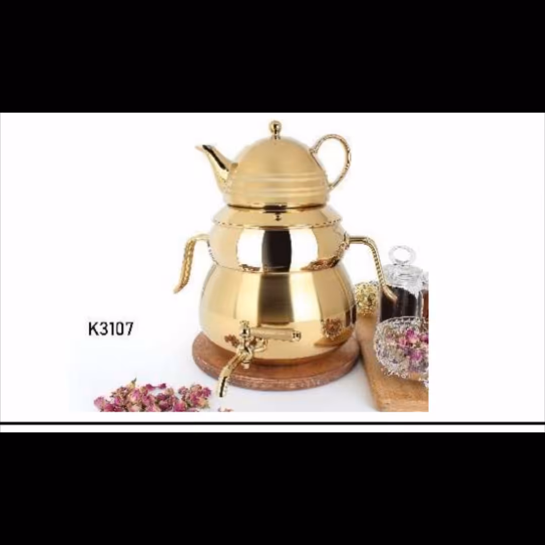 کتری و قوری استیل سایه طلایی برند MGS کد 3107