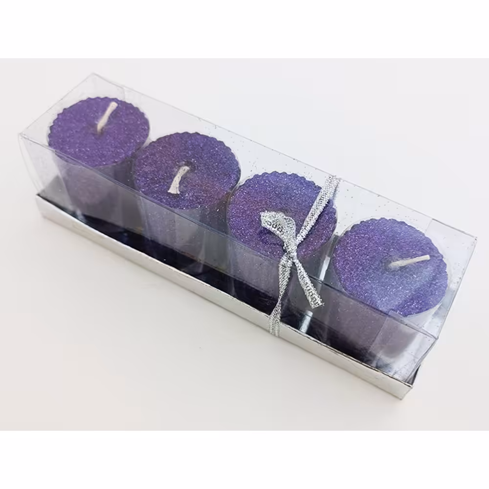 شمع اکلیلی استوانه ای بنفش پک 4 عددی