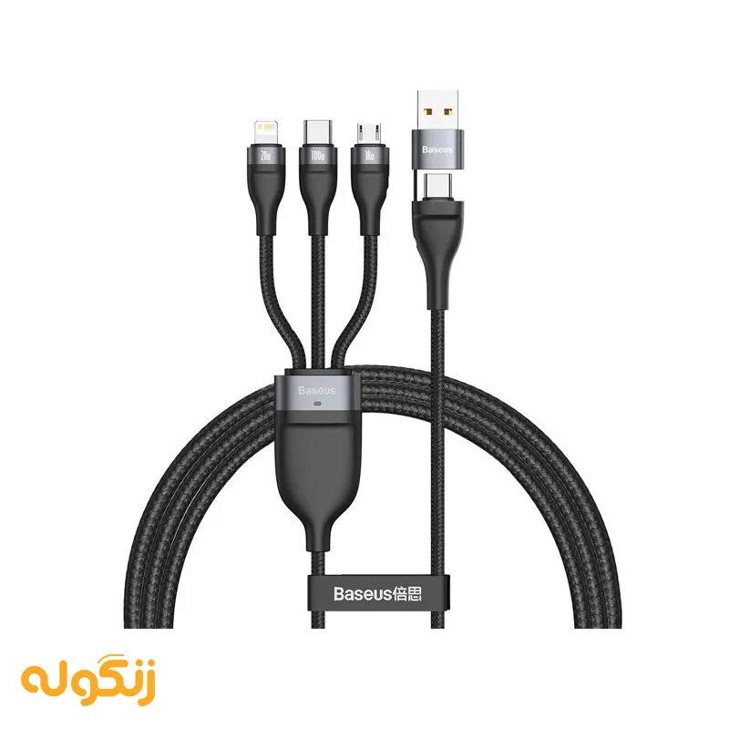 کابل تبدیل USB/USB-C به لایتنینگ/USB-C/micro-USB باسئوس مدل CA2T3-G1