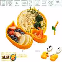 ست ظرف سیلیکونی و قاشق و چنگال استیل سیلیکونی jojobebek مدل جوجه