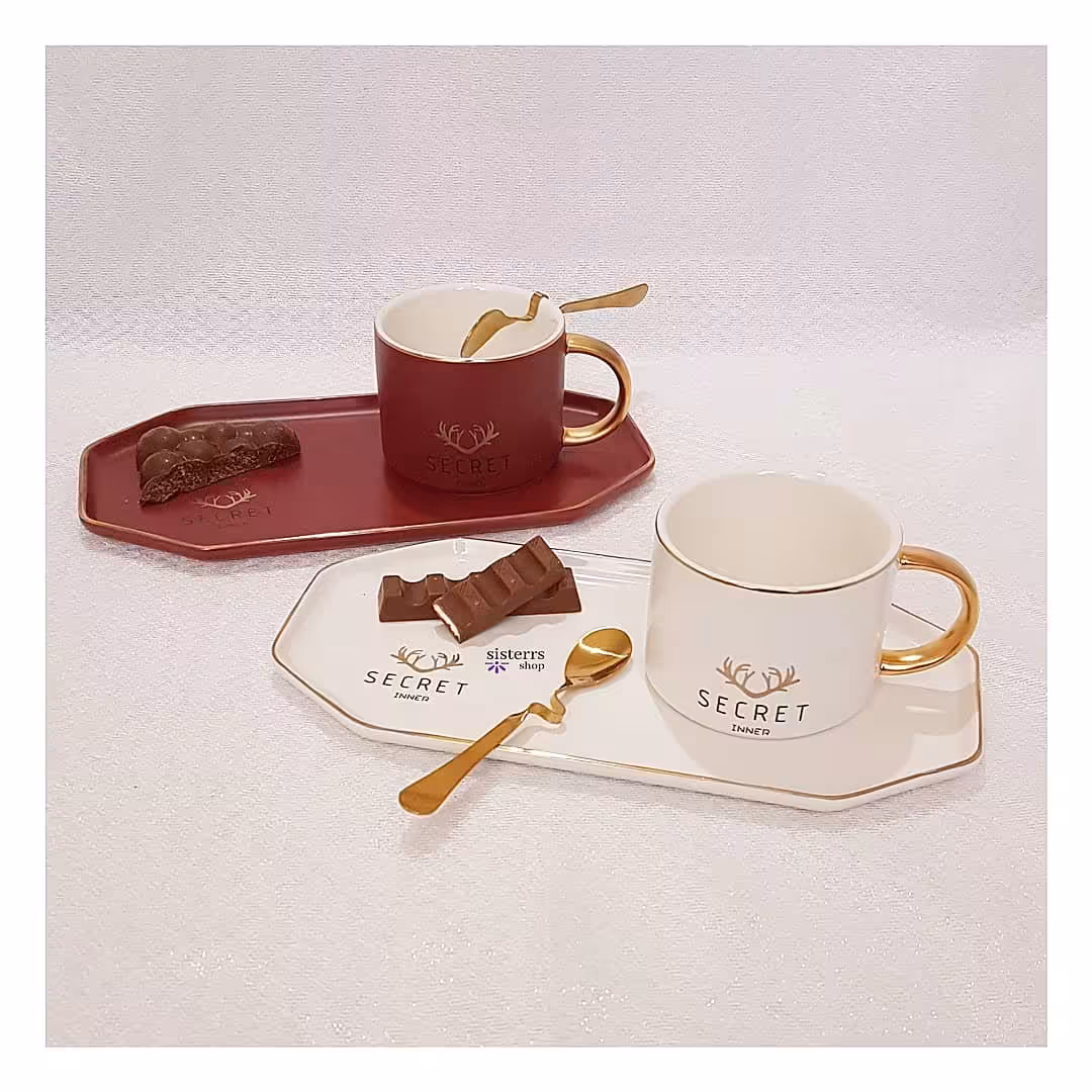 دسرخوری زاویه دار گوزن به همراه فنجان