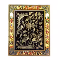 تابلو خاتم کاری با پلاک مسی قلمزنی مدل دورنقاشی سایز 40 در 50