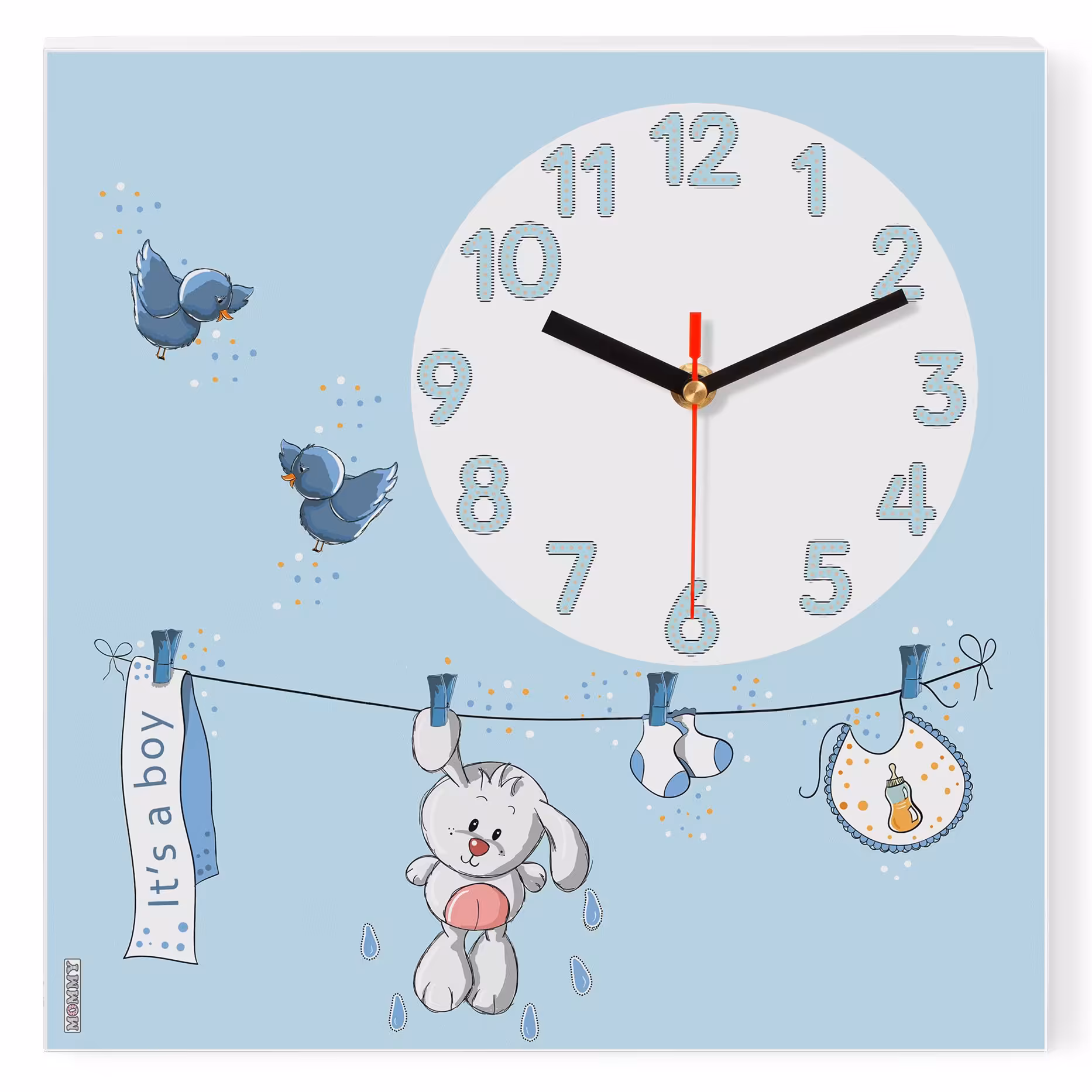 ساعت دیواری کودک MOMMY طرح خرگوش و بندرخت کد 3334