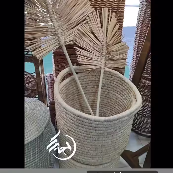 سطل جالباسی حصیری کپوبافی دسته دار (پس کرایه)