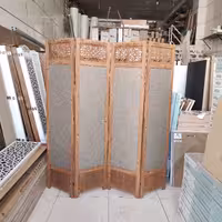 پاراوان پارتیشن چهارلنگه  تک رو قابل حمل و تاشو جنس MDF و کاغذدیواری