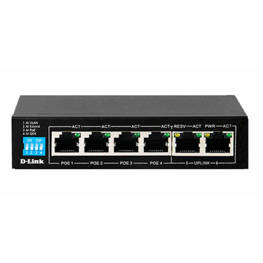 سوئیچ شبکه 6 پورت Poe دی لینک مدل DGS-F1006P