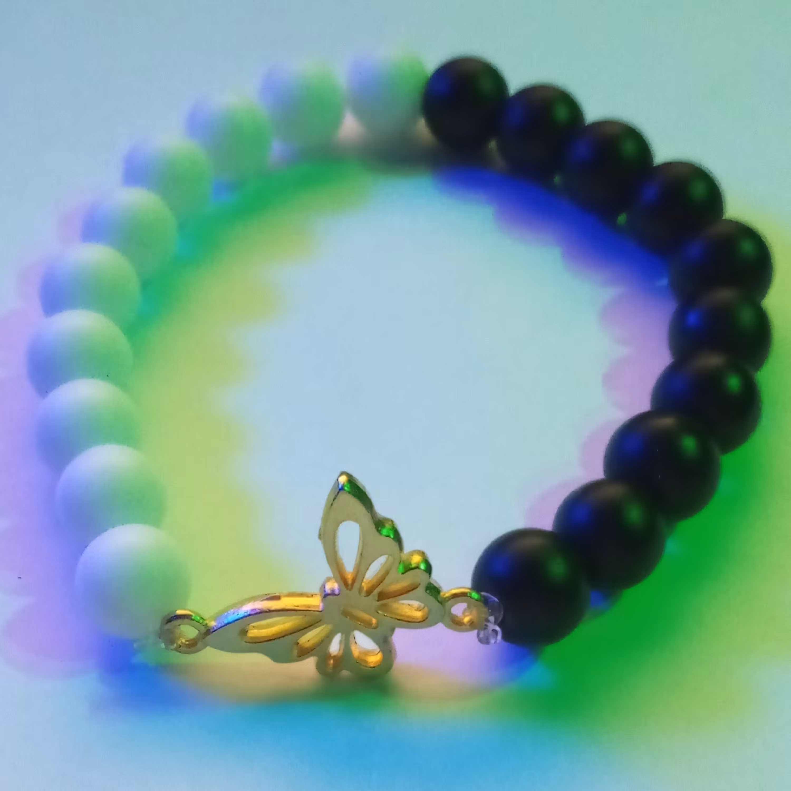 دستبند سنگ انیکس طرح پروانه کج دو طرفه 