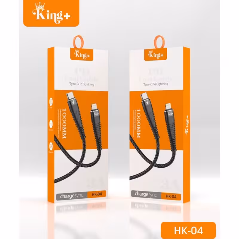 کابل تبدیل USBC به لایتینگ کینگ پلاس مدل HK04 به طول 100cm
