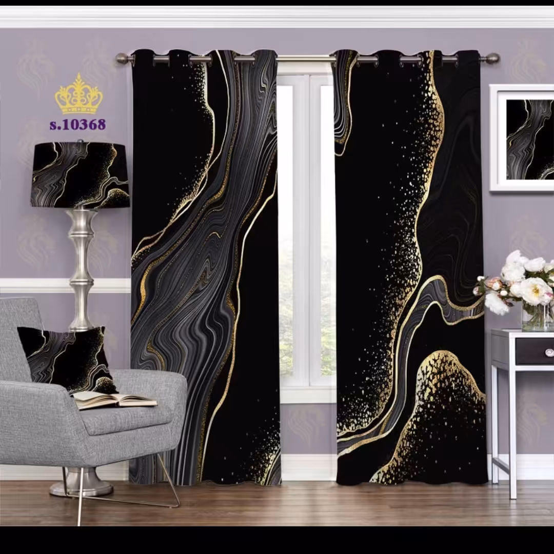 پرده پذیرایی دو قواره طرح فانتزی کد S10368