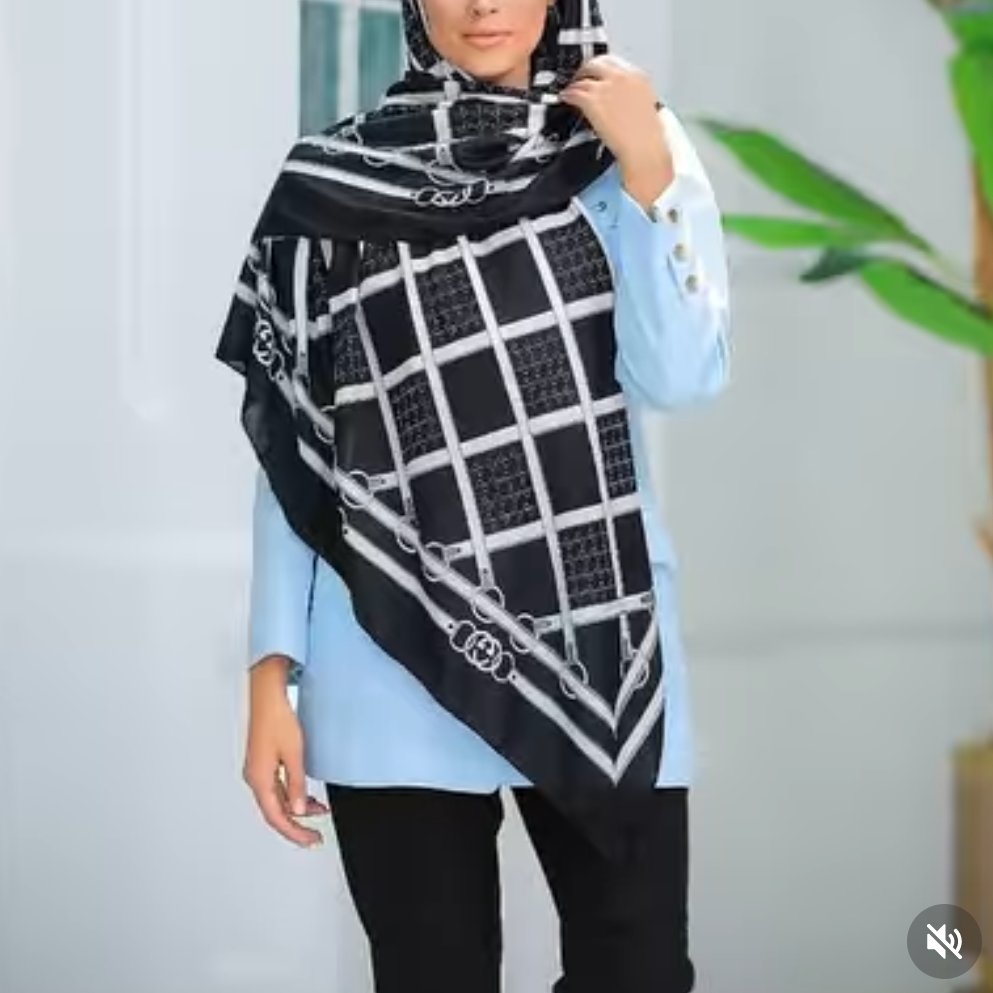 روسری نخی کجراه پاییزه سفید مشکی منگوله دار ارسال رایگان با کد تخفیف ارزانترین