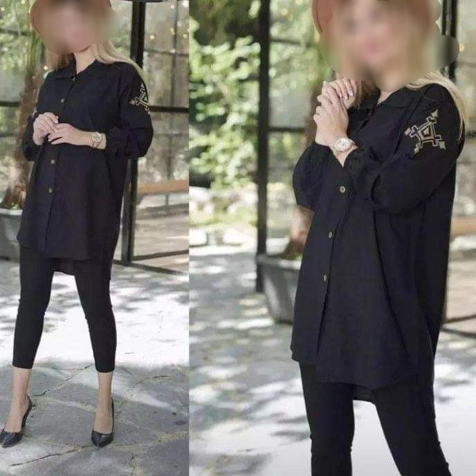 مانتو مشکی گلدوزی