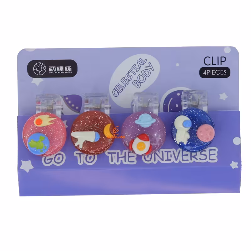 کلیپس (گیره) فانتزی 4 عددی طرح فضا 002