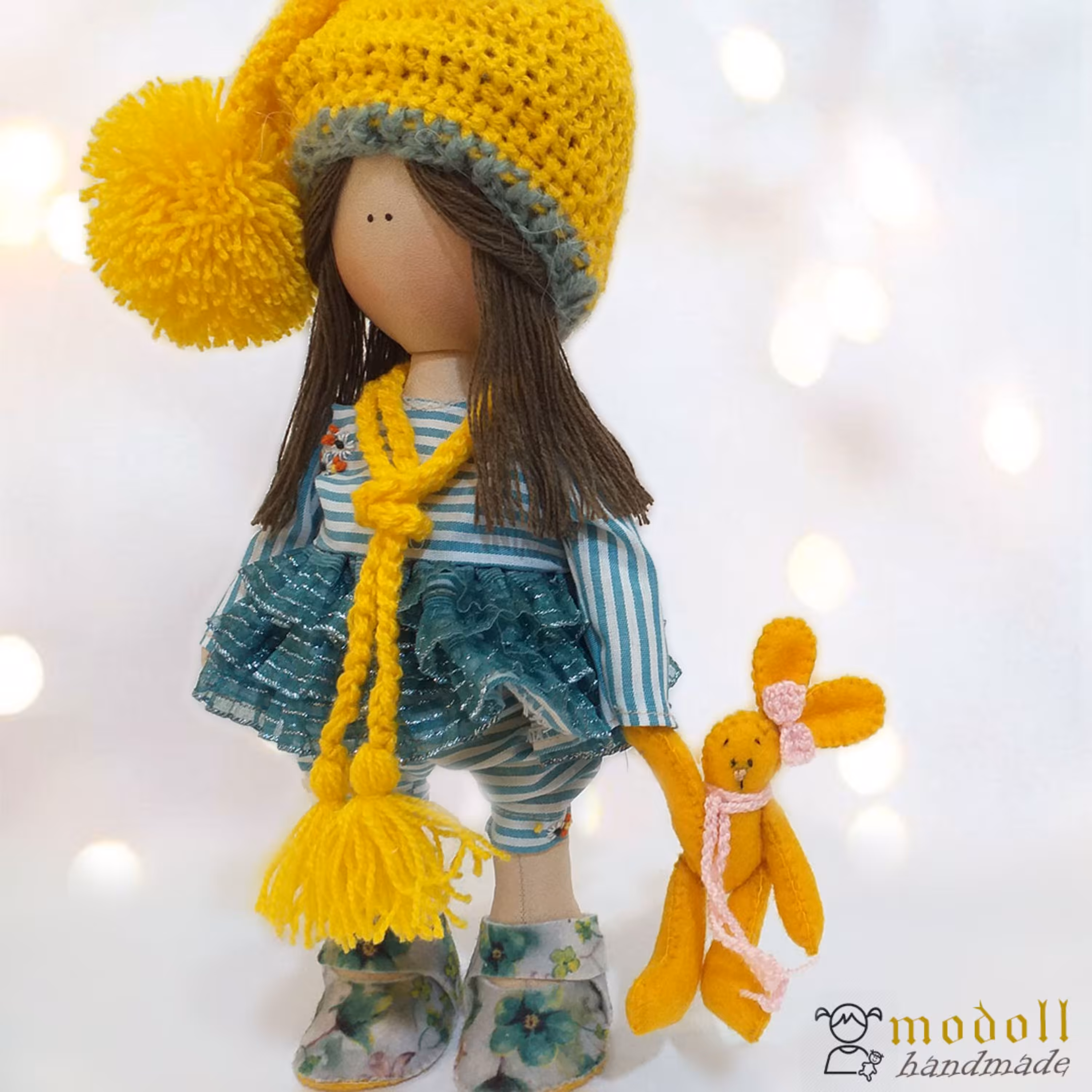 هدیه روز دختر عروسک روسی دختر 30 سانتی گالری مدال با کیفیت منعطف دارای دست و پای متحرک کد04 