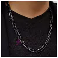 زنجیر گردنبند کارتیر مشکی مردانه  استیل رنگ ثابت کد 757
