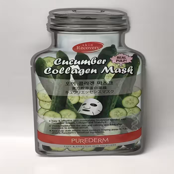 ماسک نقابی کلاژنه با عصاره خیار ( آبرسان ) پیوردرم - purederm