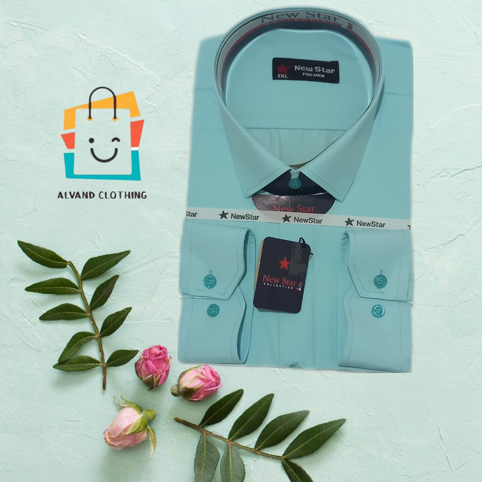 پیراهن مردانه جعبه ای داکرون رنگ سبز فیروزه ای