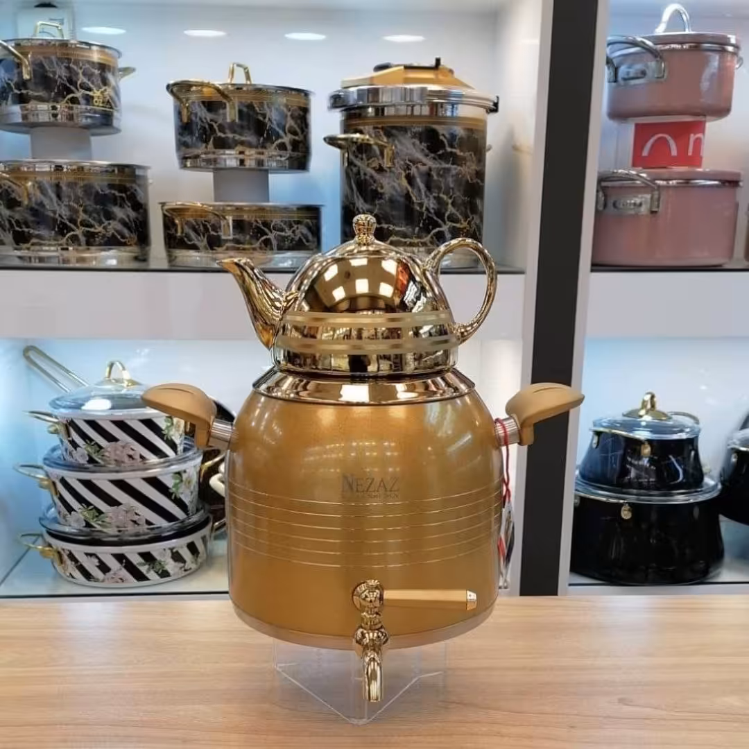 کتری و قوری شیر دار استیل(3سال گارانتی)