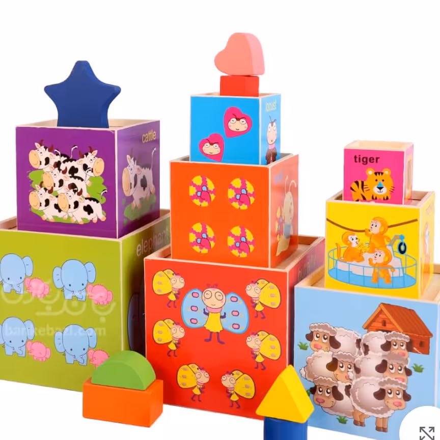 برج مکعب و جاگذاری اشکال چوبی