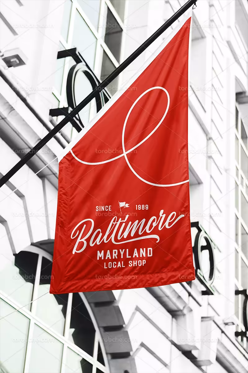 موکاپ پرچم آویزان شده | گرافیک با طعم تربچه